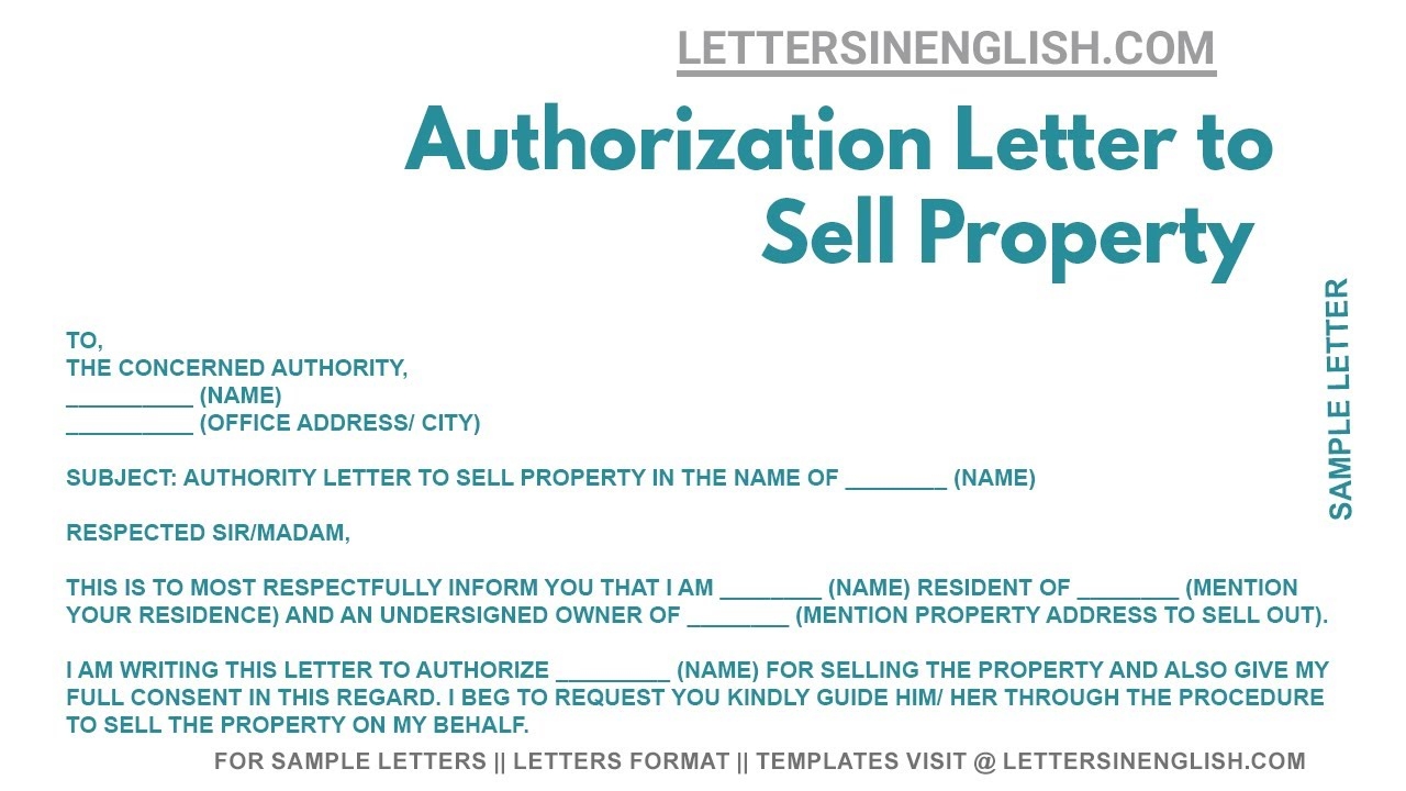 Authorization Letter To Sell Property Sample Letter Of Authorization For Selling Property YouTube