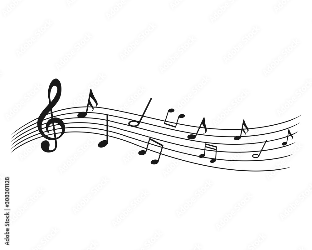 Music Notes Wave Group Musical Notes Background For Stock Vector Icon Stock Vector Adobe Stock