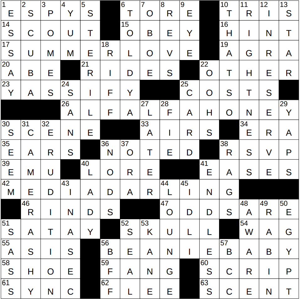 1014 25 NY Times Crossword 14 Oct 25 Tuesday NYXCrossword