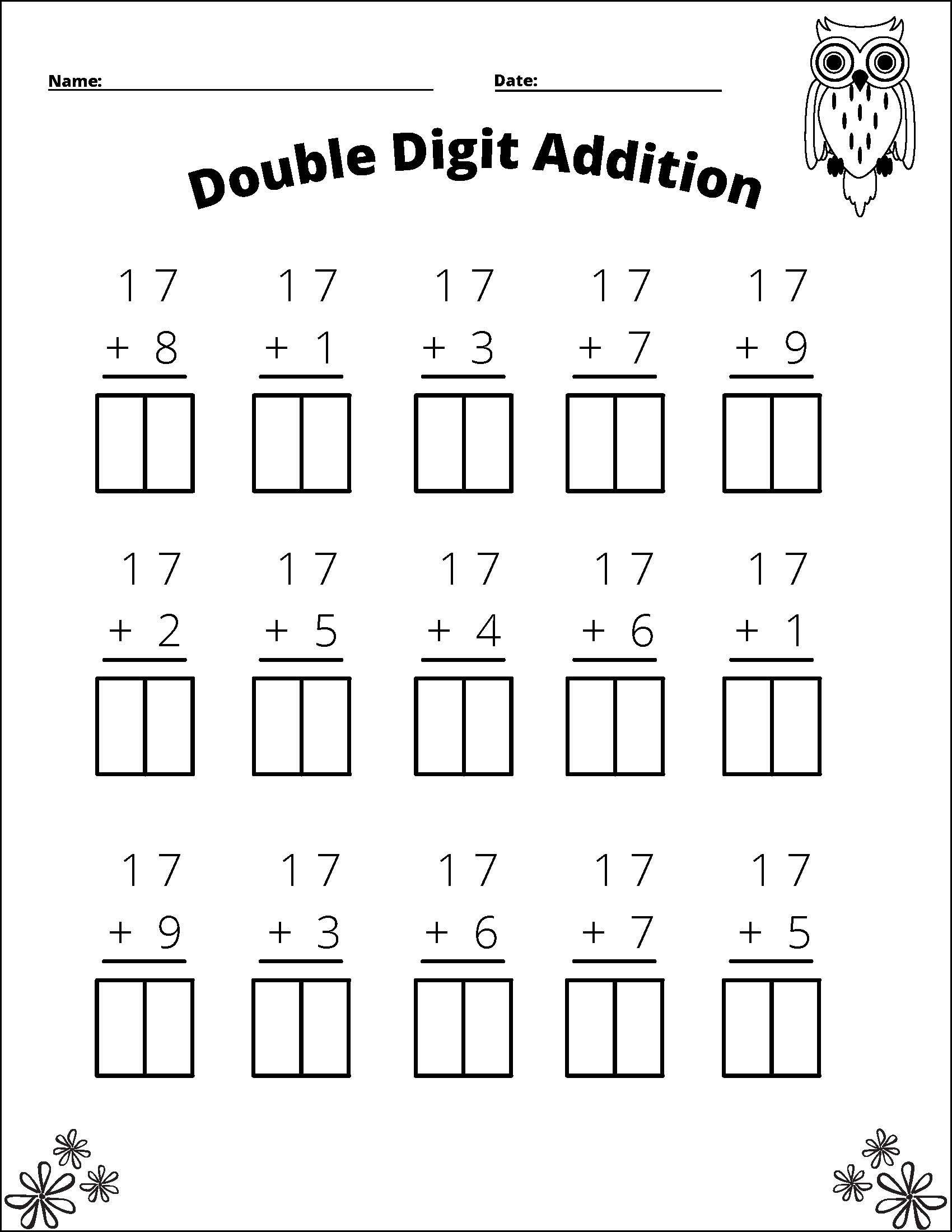 two digit addition worksheets
