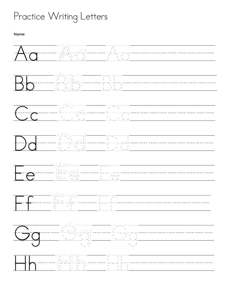 practise writing letters worksheet