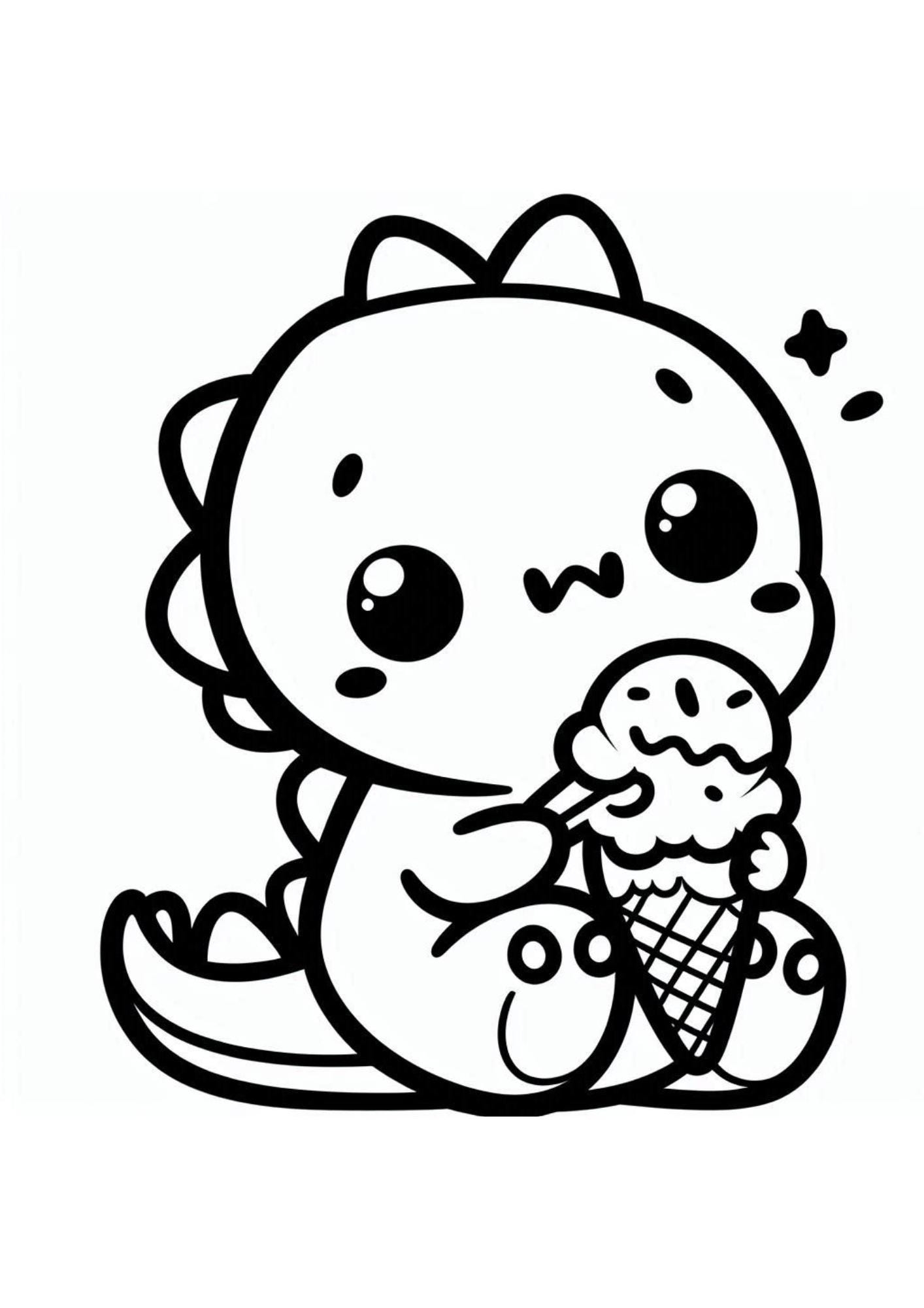 120 Kawaii Baby Dinosaur Coloring Pages For Children Baby Dinosaur Kawaii Coloring Book Cute And Printable Coloring Pages For Kids Etsy