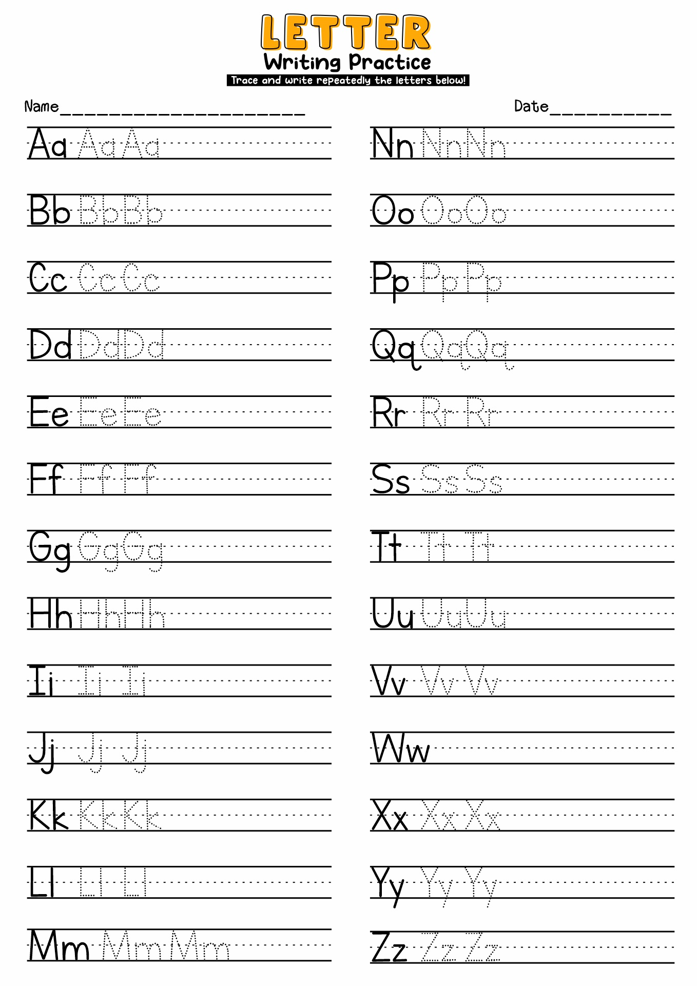14 Practice Writing Alphabet Letter Worksheets Free PDF At Worksheeto
