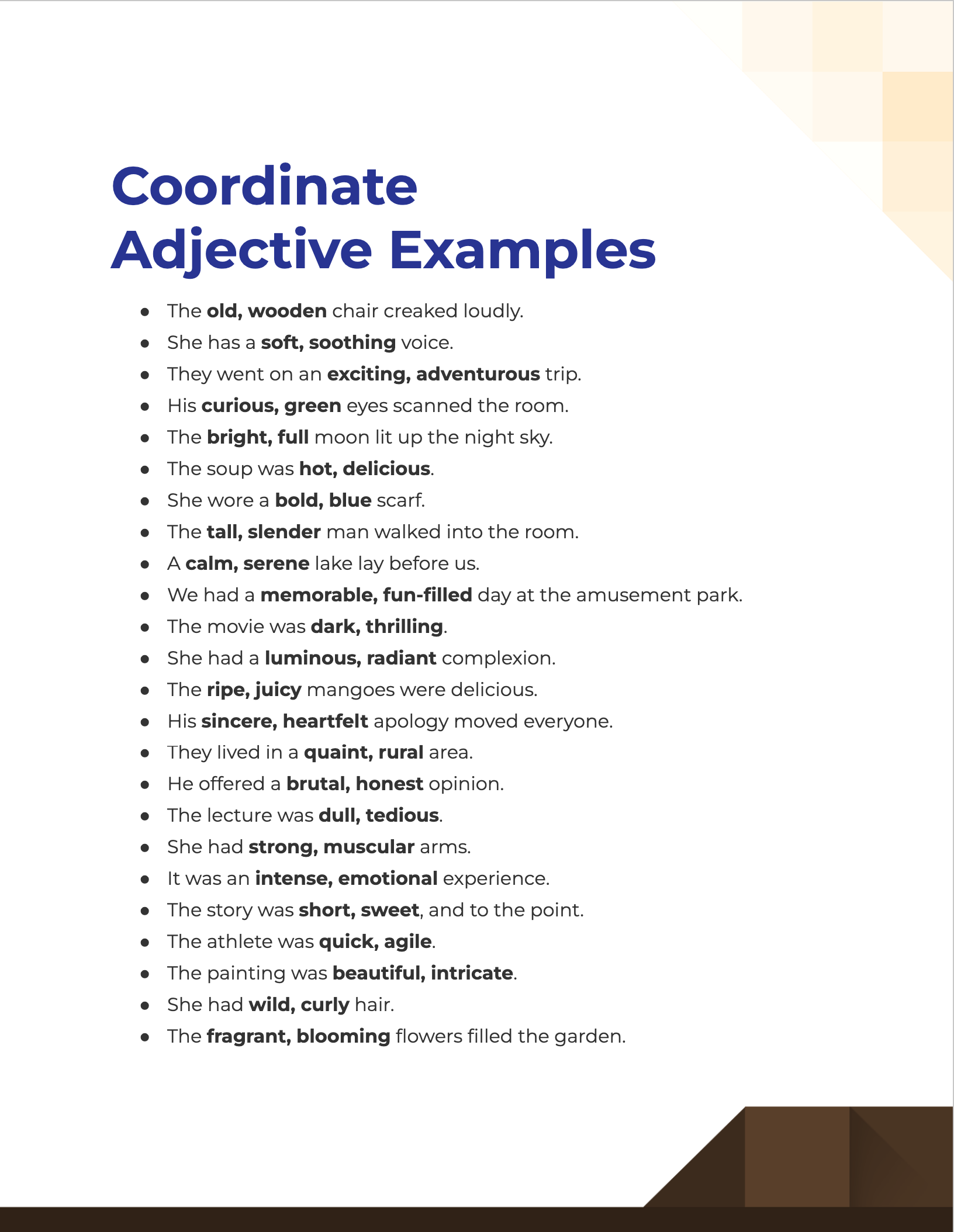 140 Coordinate Adjective Examples