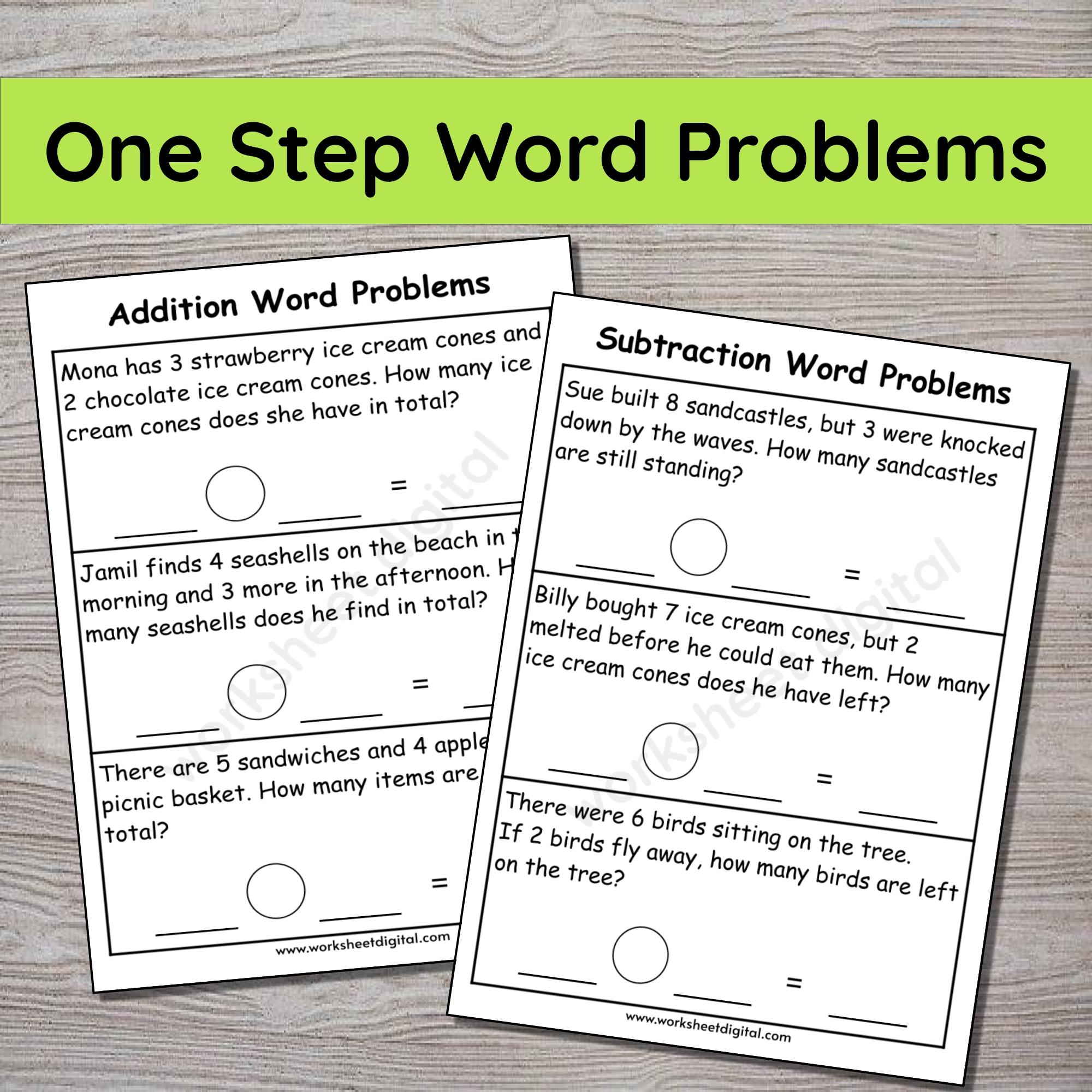 1st 2nd Grade Math Word Problems Worksheet PDF Etsy Finland