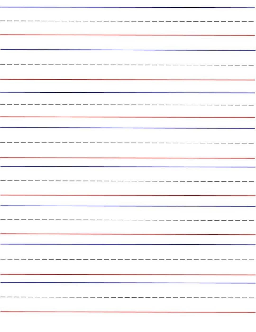 2 Printable Lined Handwriting Paper Red Bottom Blue Top Writing Practice Worksheet Pages Printable Digital Download Etsy