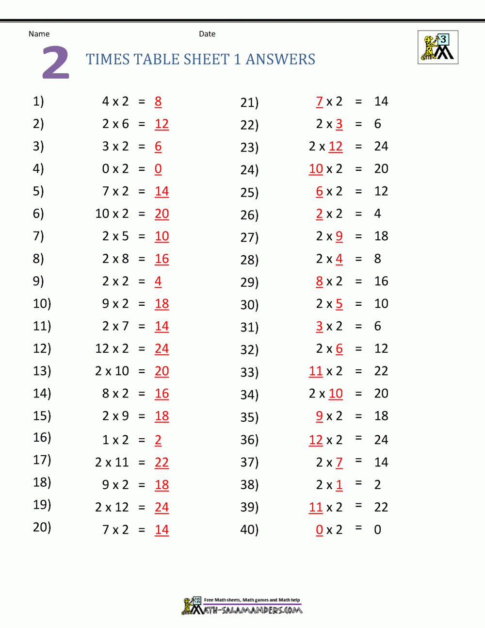multiplication grid with answers