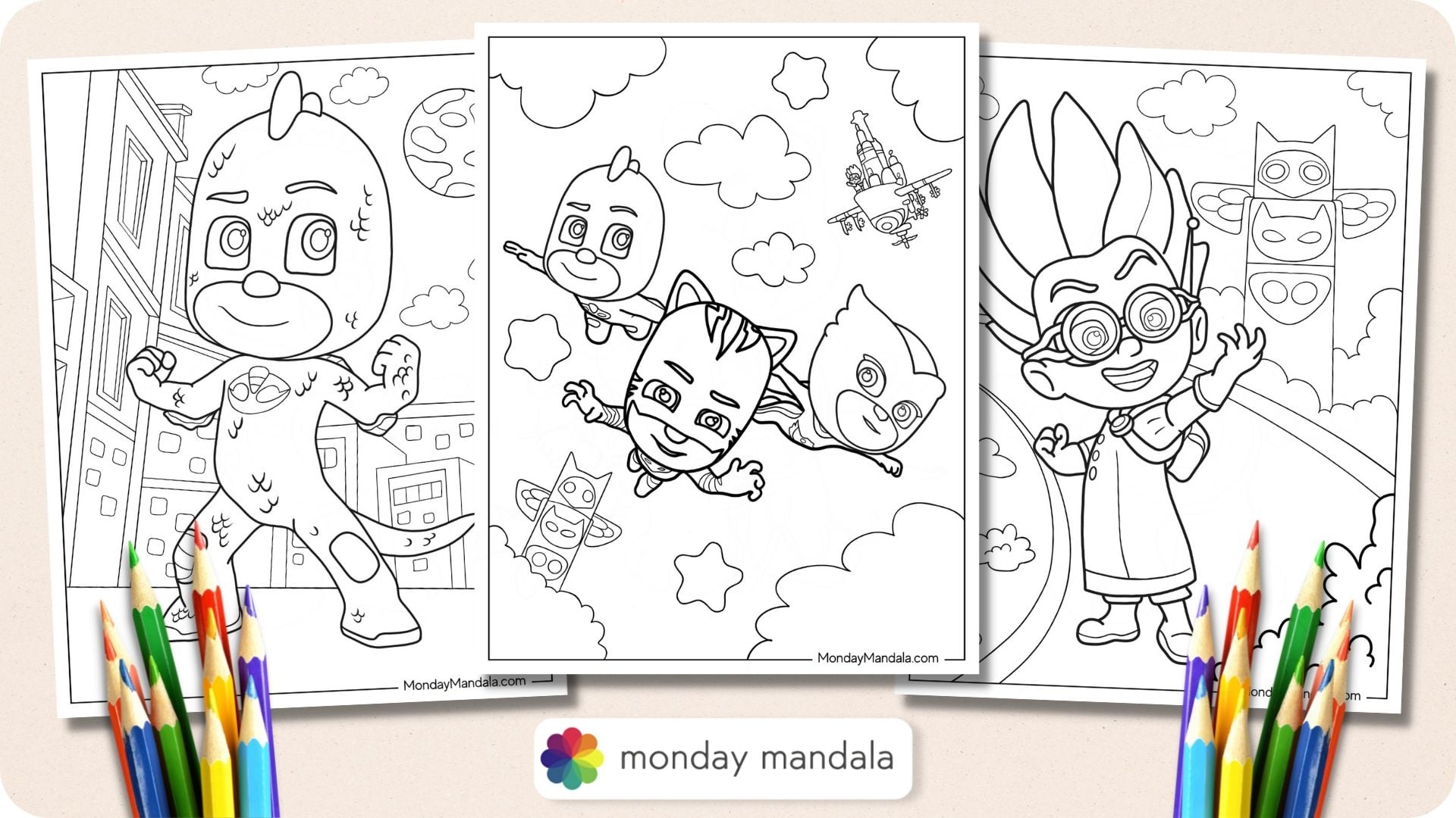 coloring pages of pj masks