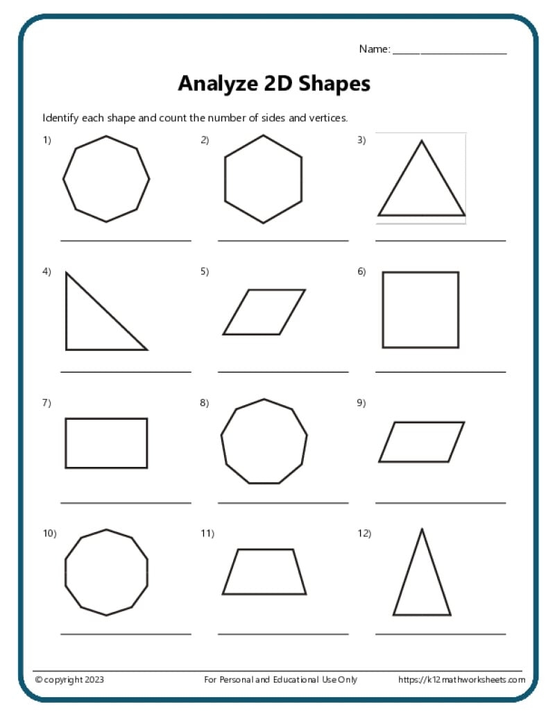 2D Shapes Worksheets 2D Shapes Worksheets