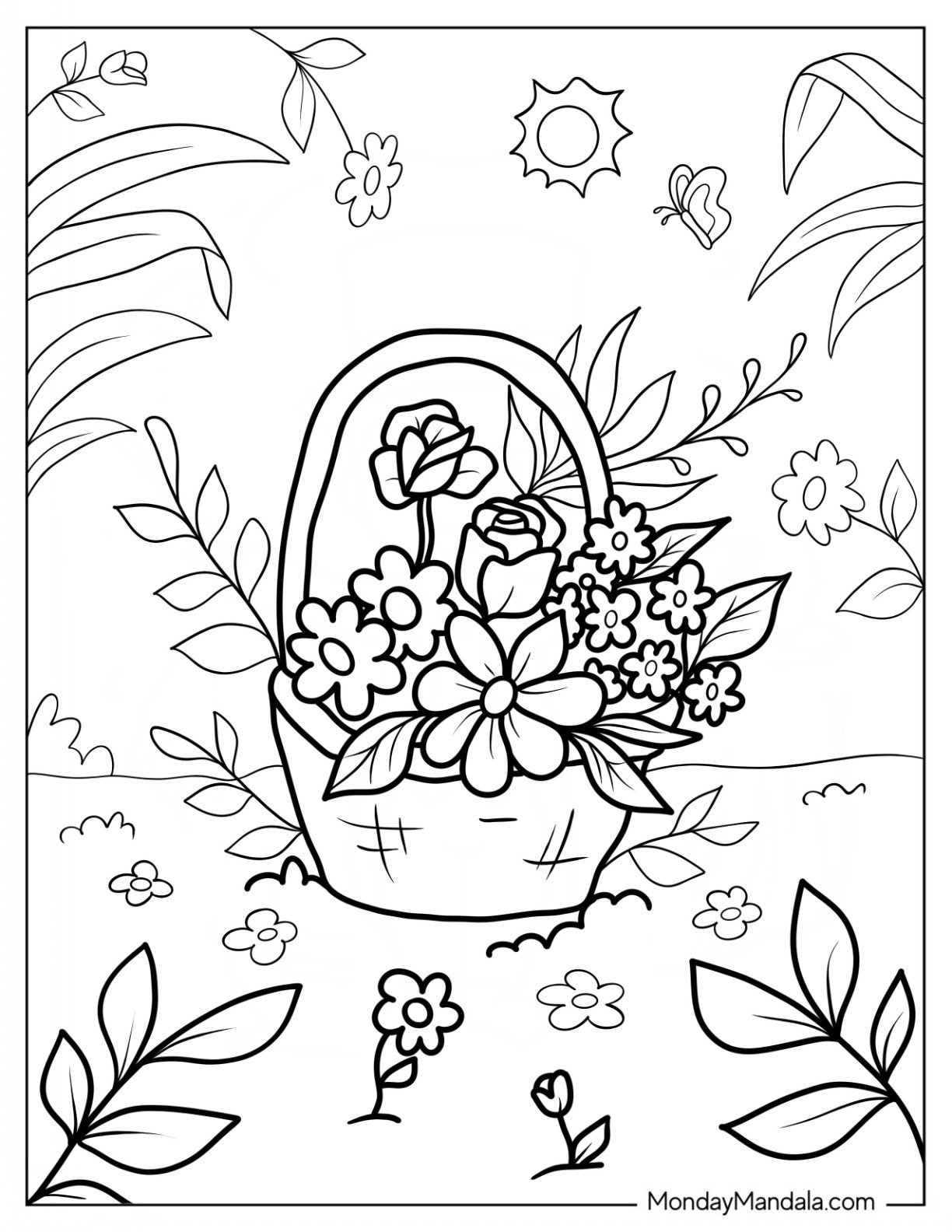 colouring pages spring flowers