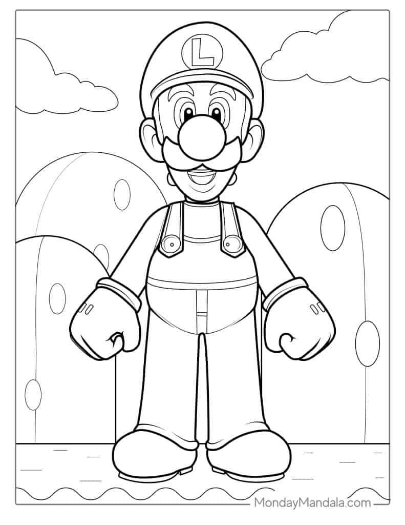 38 Cute Luigi Coloring Pages Free PDF Printables 