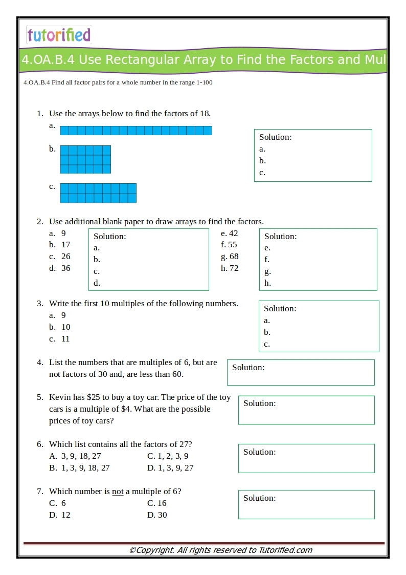 4th Grade Common Core Math Worksheets