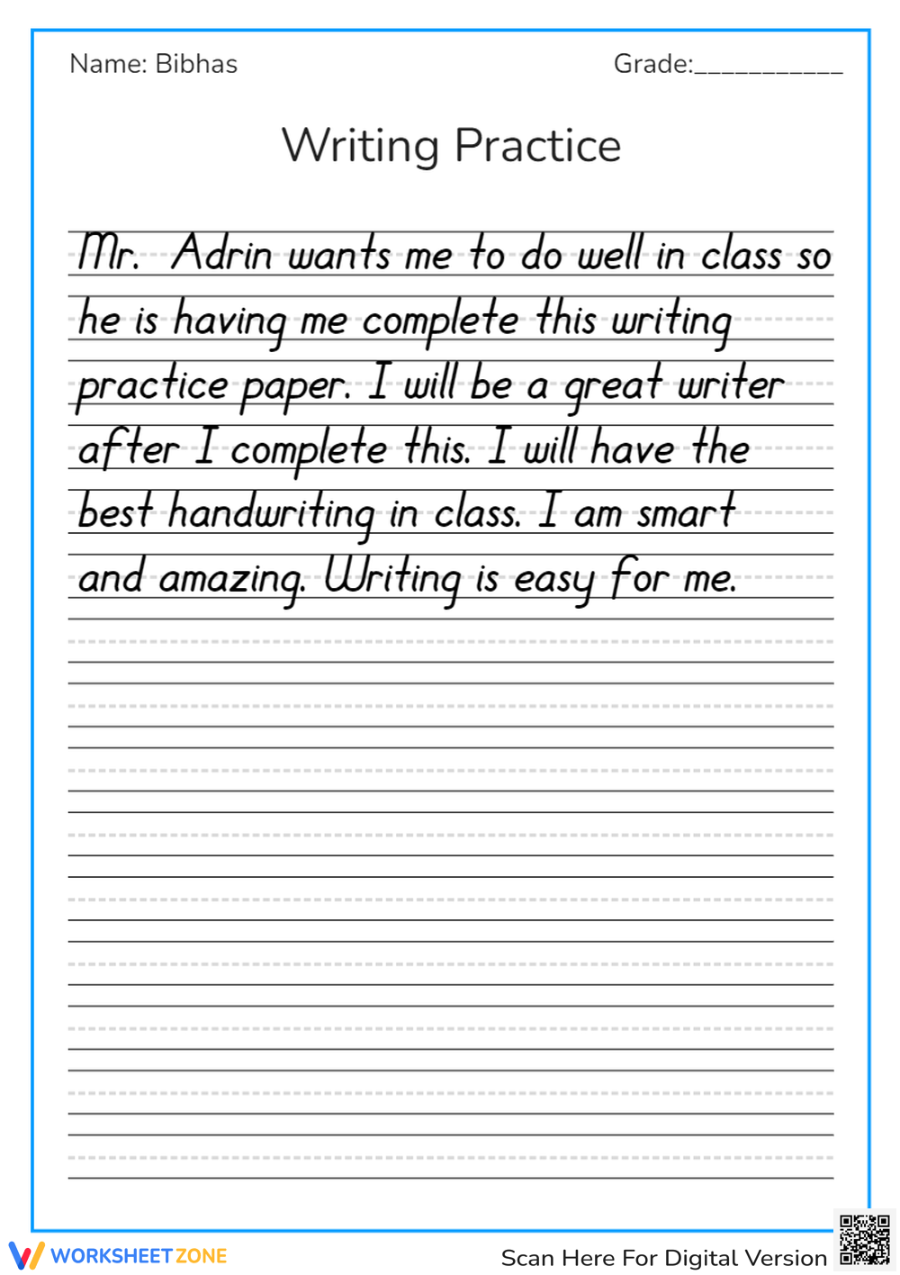 4th Grade Daily Handwriting Worksheets
