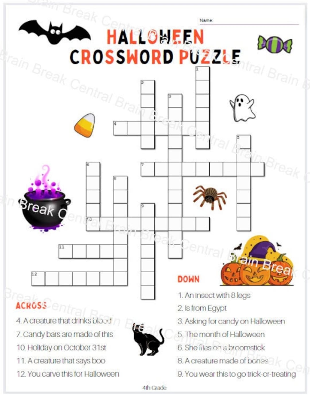 4th Grade Halloween Crossword Puzzle With Answer Key Etsy Israel 4th Grade Halloween Crossword Puzzle With Answer Key Etsy Israel