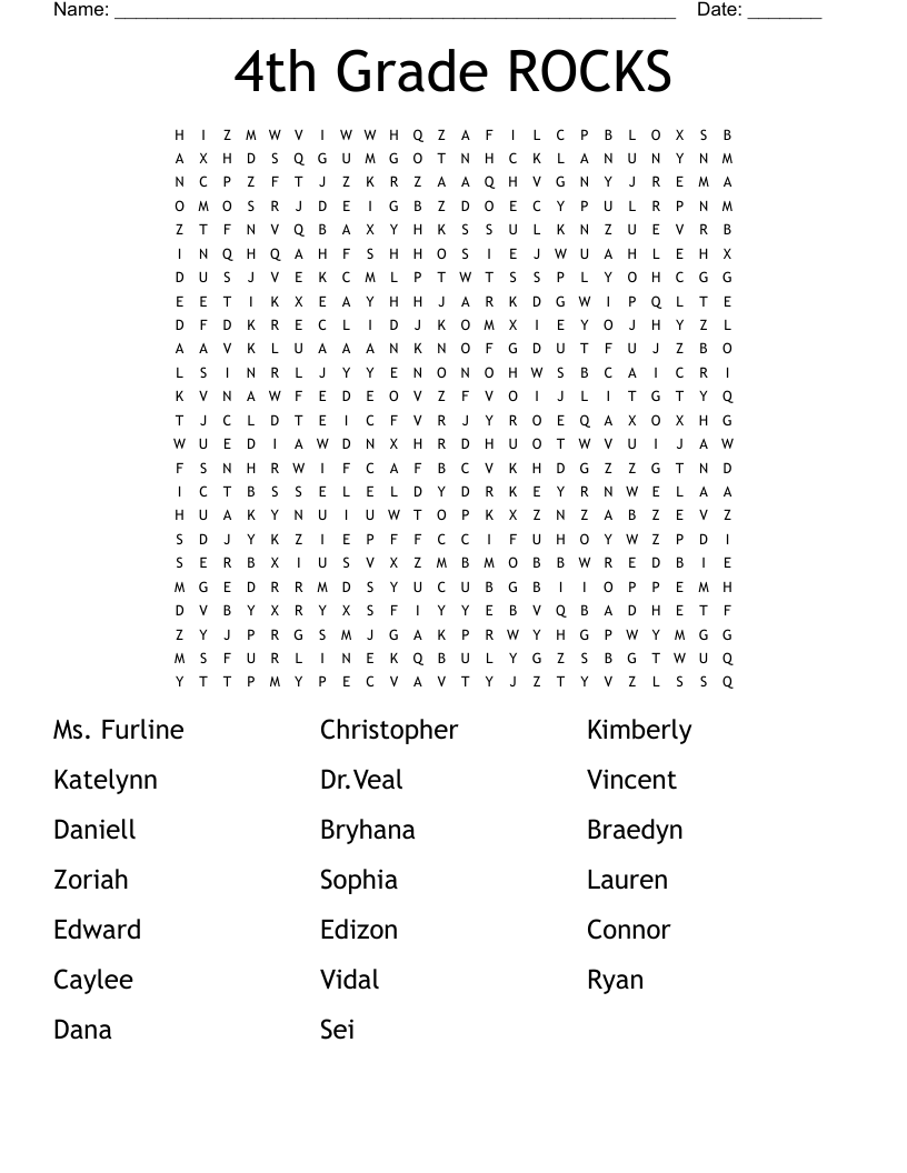 4th Grade ROCKS Word Search WordMint 4th Grade ROCKS Word Search WordMint