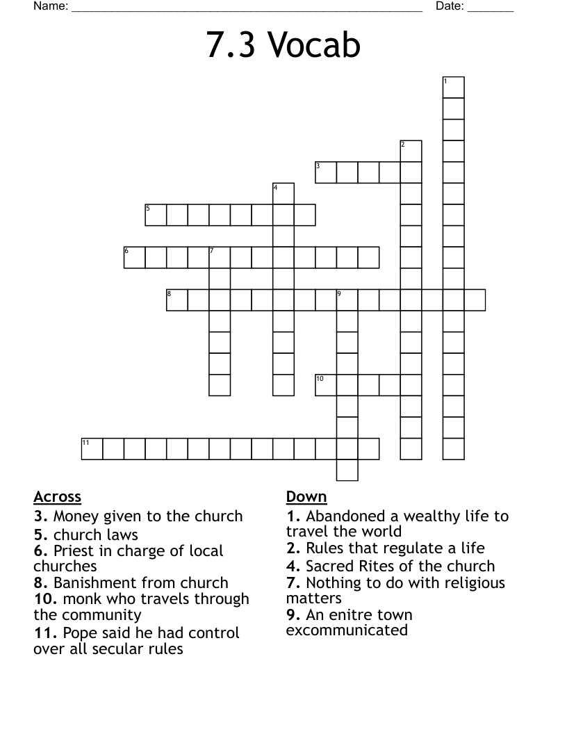 7 3 Vocab Crossword WordMint 7 3 Vocab Crossword WordMint