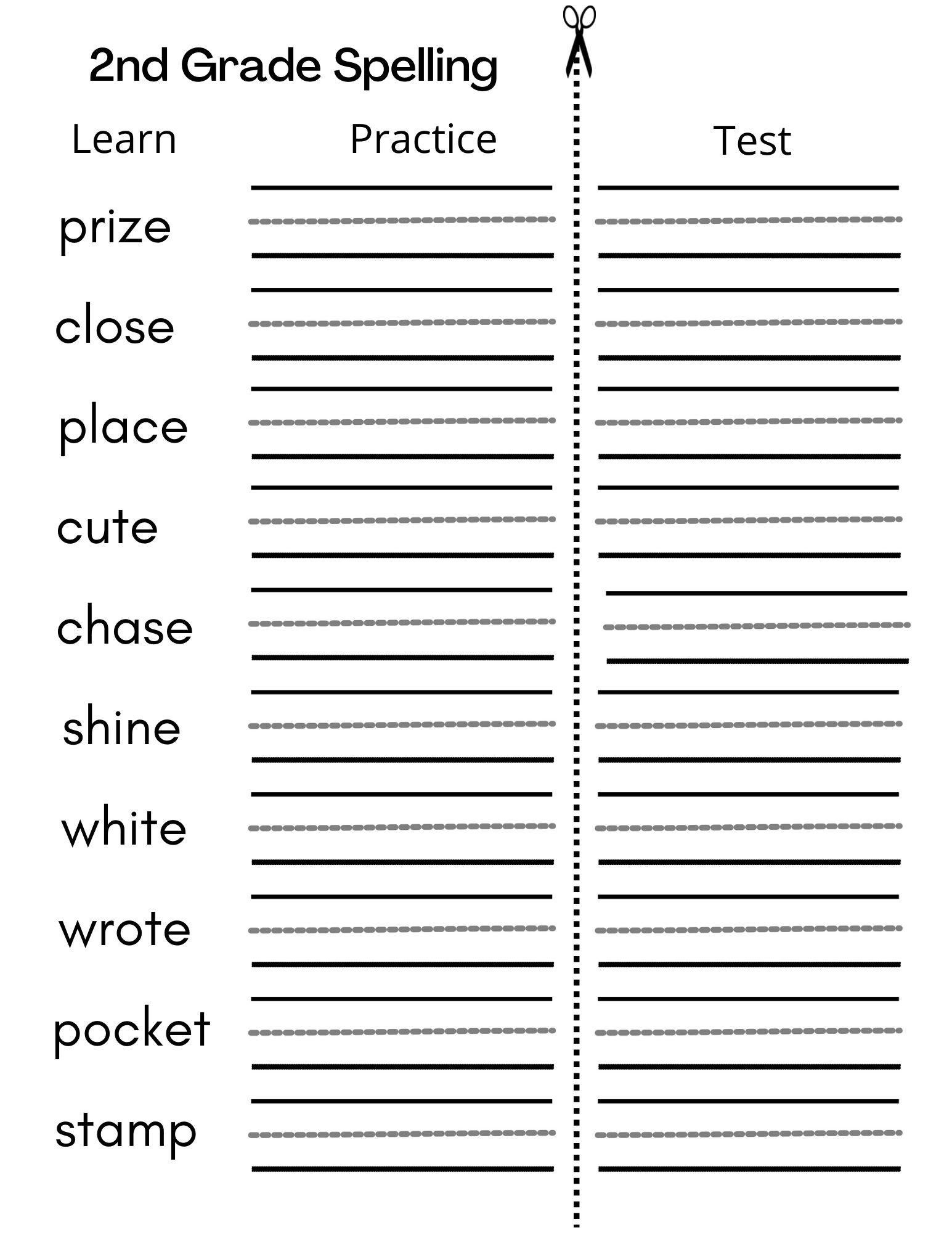 8 Printable Second Grade Writing Spelling Worksheets Spelling Test Etsy Hong Kong