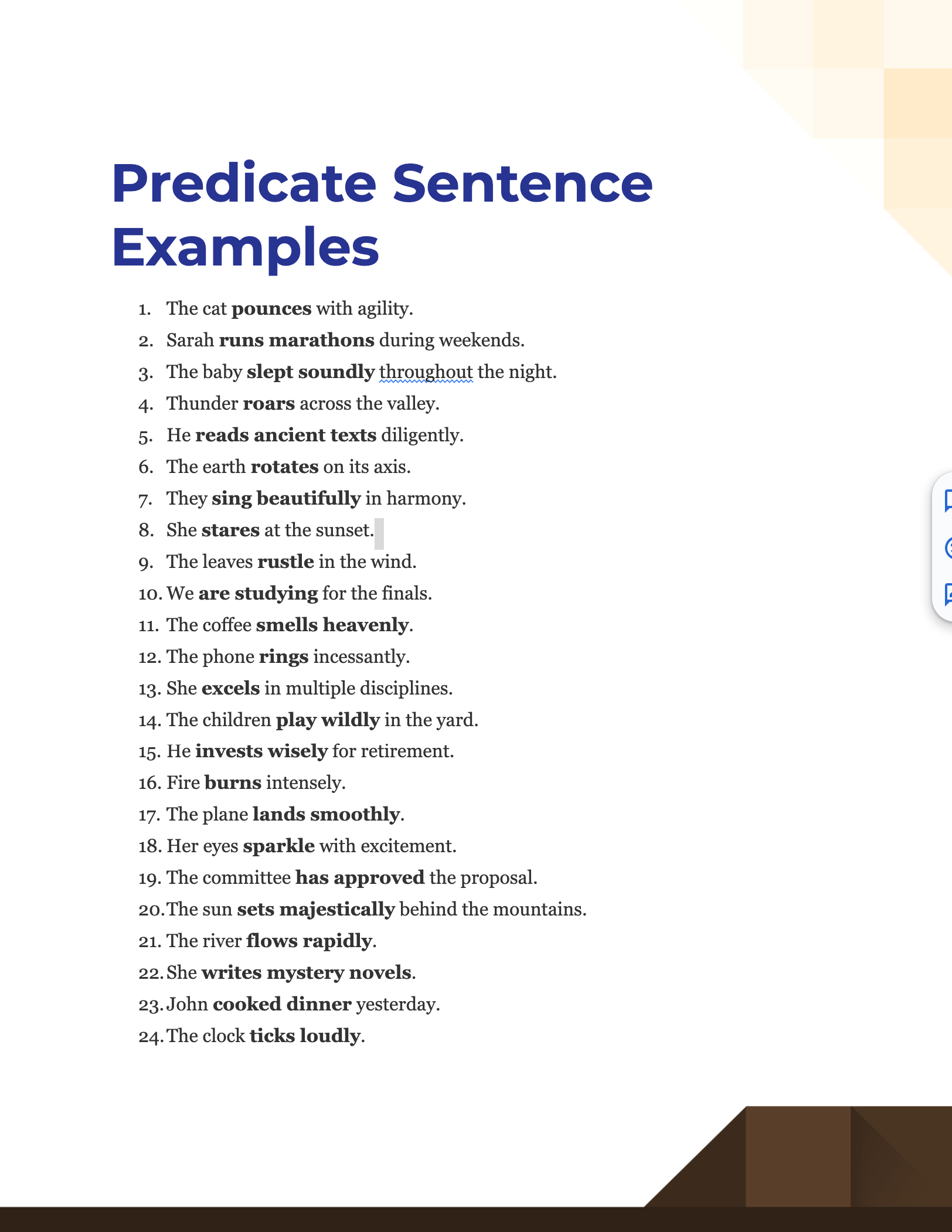 99 Predicate Sentence Examples
