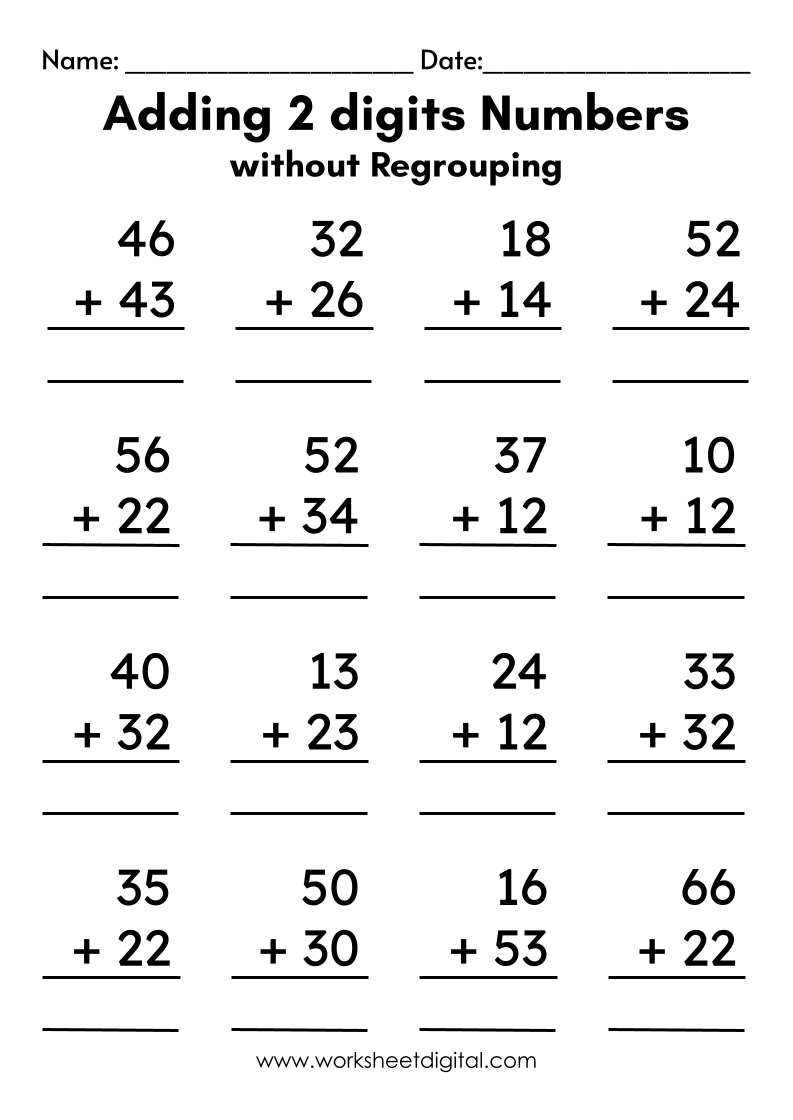 Adding 2 Digit Numbers Without Regrouping 80 Double Digit Addition No Regrouping Sums Grade 1 2 Made By Teachers Adding 2 Digit Numbers Without Regrouping 80 Double Digit Addition No Regrouping Sums Grade 1 2 Made By Teachers