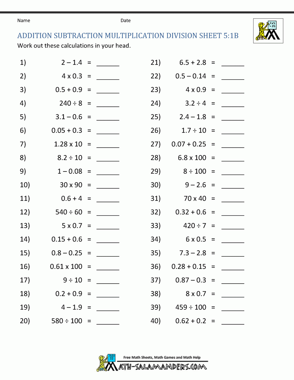 division and multiplication worksheets