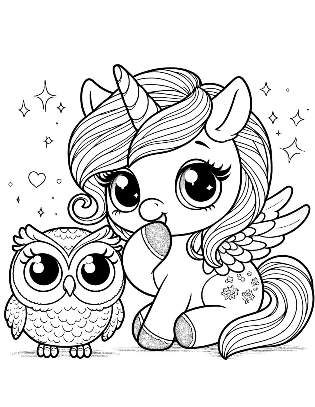 Adorable Baby Unicorns 41 45 Coloring Pages 5 Pages Etsy