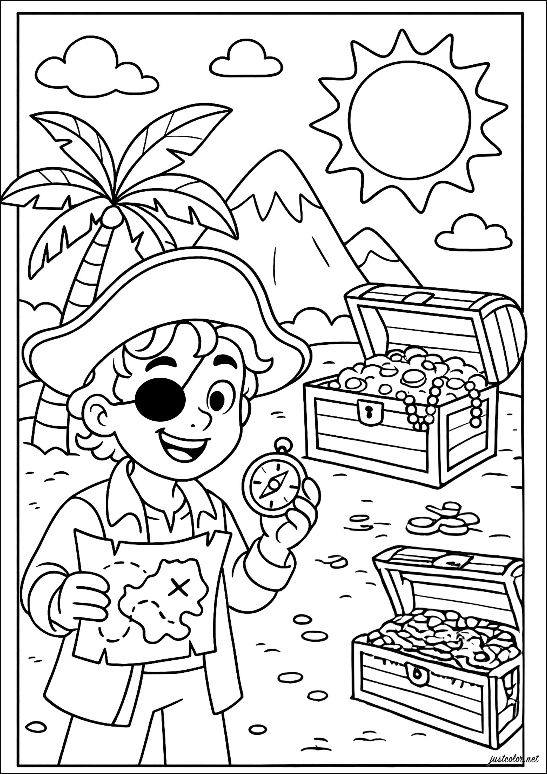 Adventure On A Mysterious Island Pirate Coloring Pages