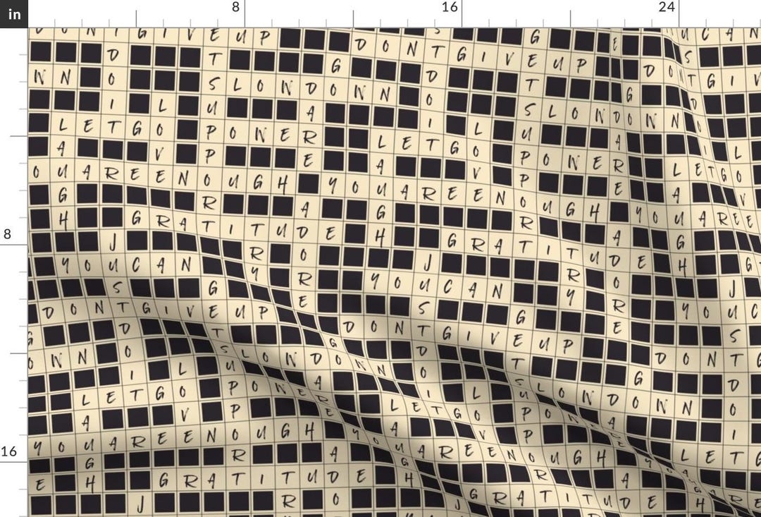 Affirmation Crossword Puzzle Fabric Crosswords Affirmations By Patternlady Affirmation Cotton Fabric By The Yard With Spoonflower Etsy