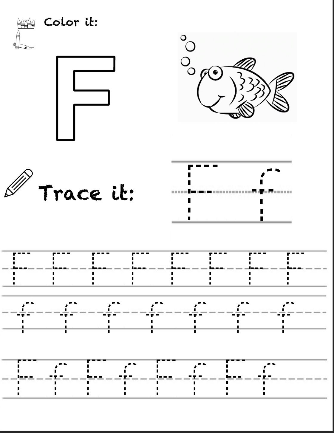 letter f tracing sheet
