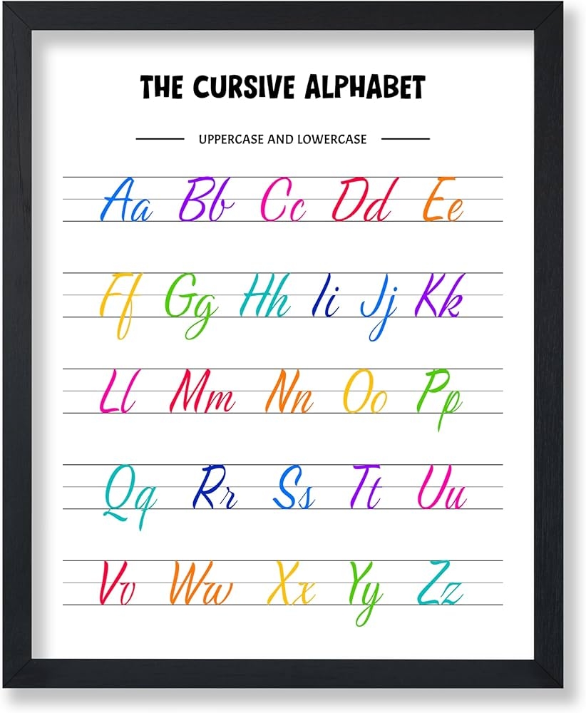 Amazon Poster Master Cursive Alphabet Poster Cursive Handwriting Chart Print Typography Design Educational Homeschool Art Preschool Illustration Kid s Room Or Classroom Decor 18x24 UNFRAMED Posters Prints
