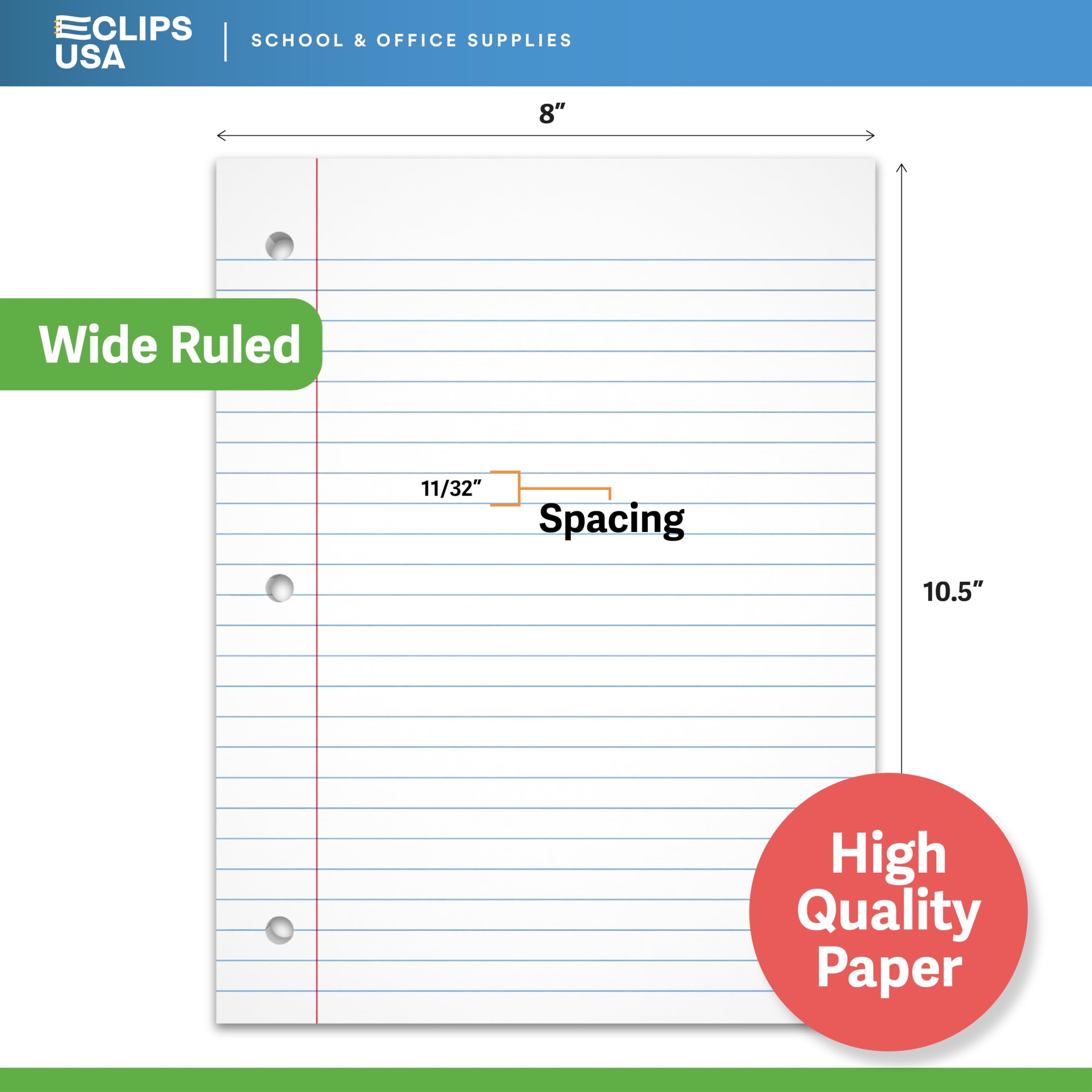 Amazon Wide Ruled Loose Leaf Paper Wide Ruled Notebook Paper Lined Writing Filler Paper 10 5 X 8 56 Gsm 4800 Sheets 200 Sheet Per Pack 24 Pack Office Products