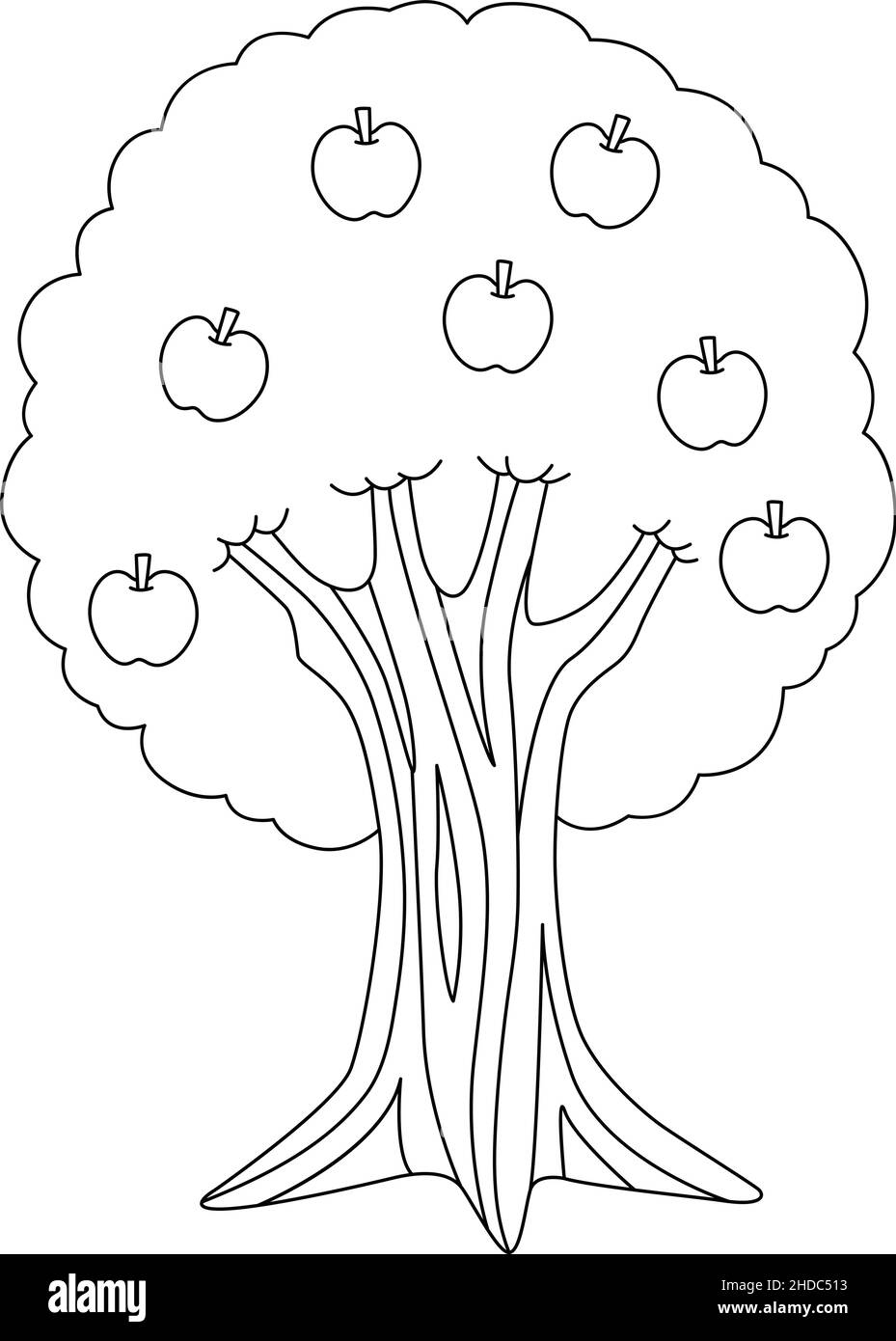 Apple Tree Coloring Page Isolated For Kids Stock Vector Image Art Alamy