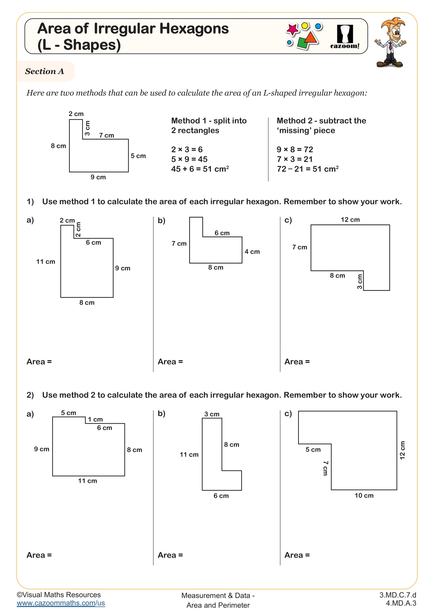 Area Of Irregular Hexagons L Shapes Worksheet Fun And Engaging 3rd Grade And 4th Grade Worksheet Area Of Irregular Hexagons L Shapes Worksheet Fun And Engaging 3rd Grade And 4th Grade Worksheet