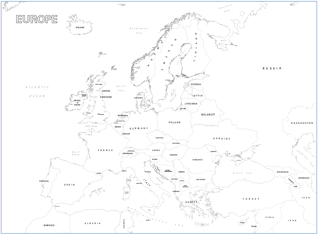 Big Europe Colouring Map Cosmographics Ltd Big Europe Colouring Map Cosmographics Ltd