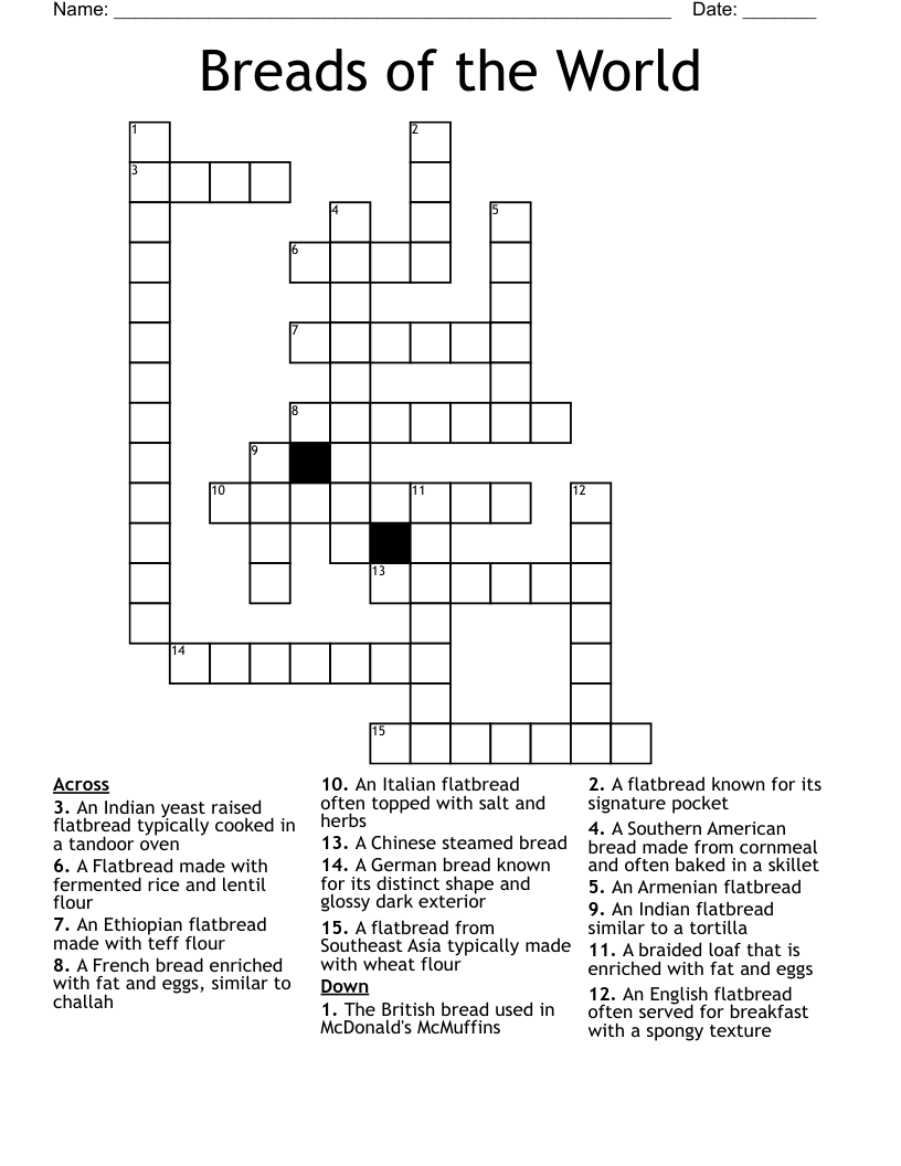 Breads Of The World Crossword WordMint
