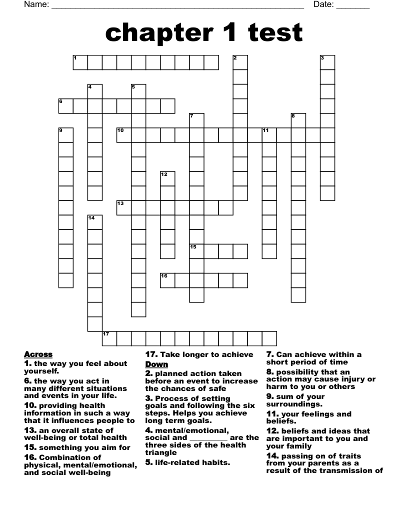 Chapter 1 Test Crossword WordMint Chapter 1 Test Crossword WordMint