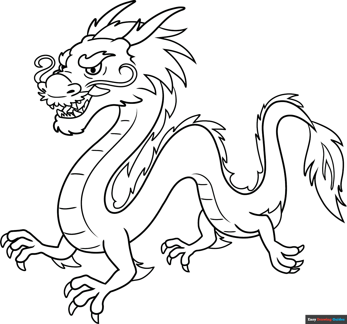 Chinese Dragon Coloring Page Easy Drawing Guides Chinese Dragon Coloring Page Easy Drawing Guides