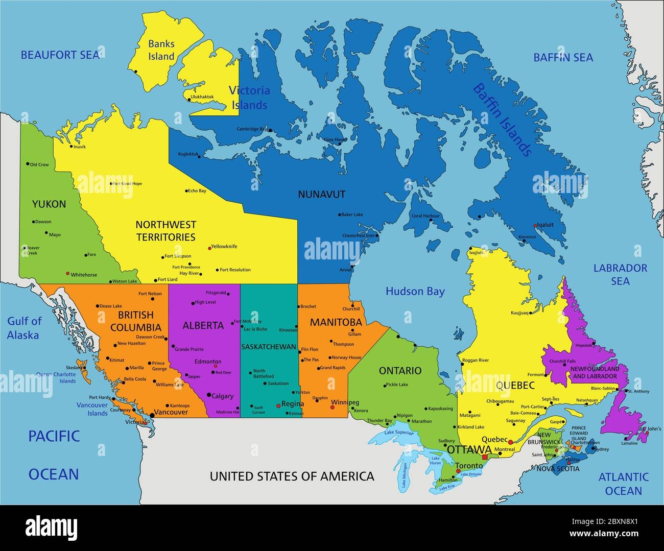 Colorful Canada Political Map With Clearly Labeled Separated Layers Vector Illustration Stock Vector Image Art Alamy Colorful Canada Political Map With Clearly Labeled Separated Layers Vector Illustration Stock Vector Image Art Alamy