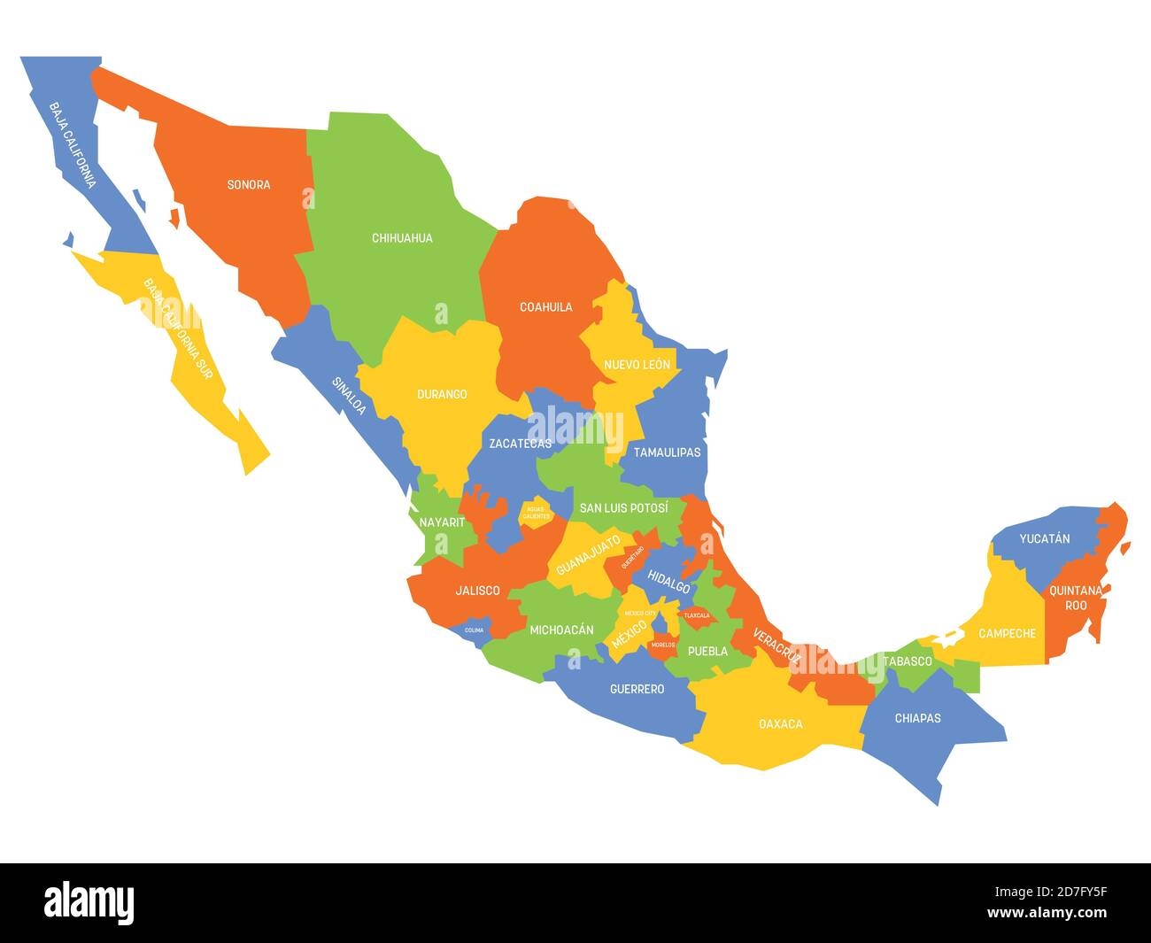 Colorful Political Map Of Mexico Administrative Divisions States Simple Flat Vector Map With Labels Stock Vector Image Art Alamy