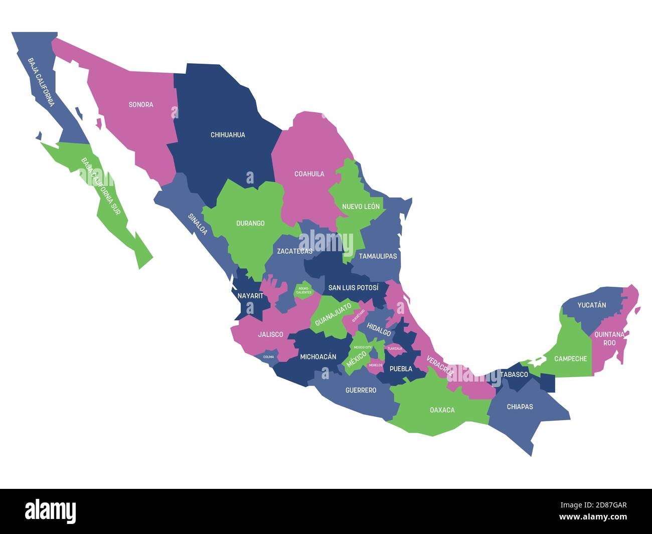 Colorful Political Map Of Mexico Administrative Divisions States Simple Flat Vector Map With Labels Stock Vector Image Art Alamy