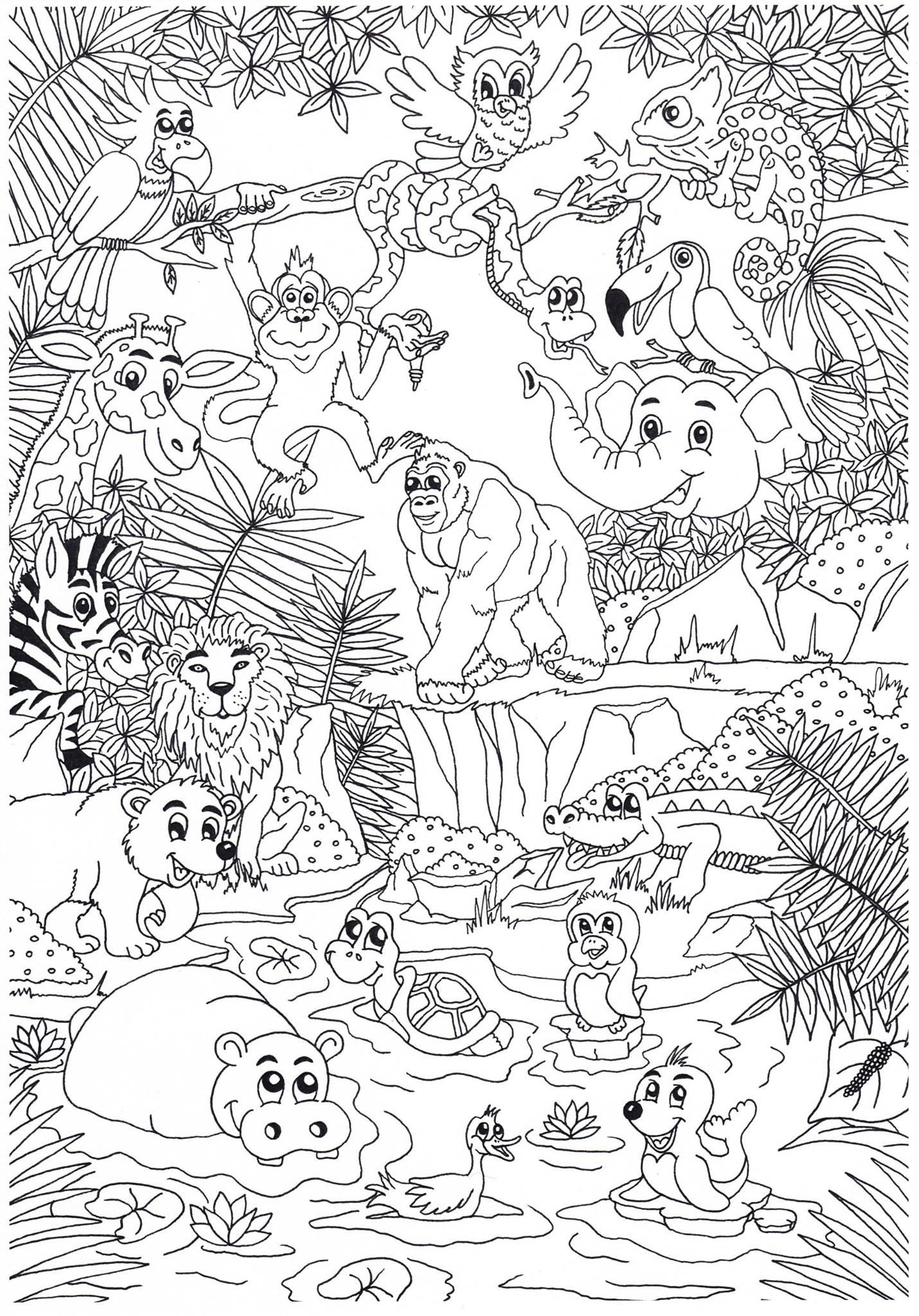 jungle animals coloring pages