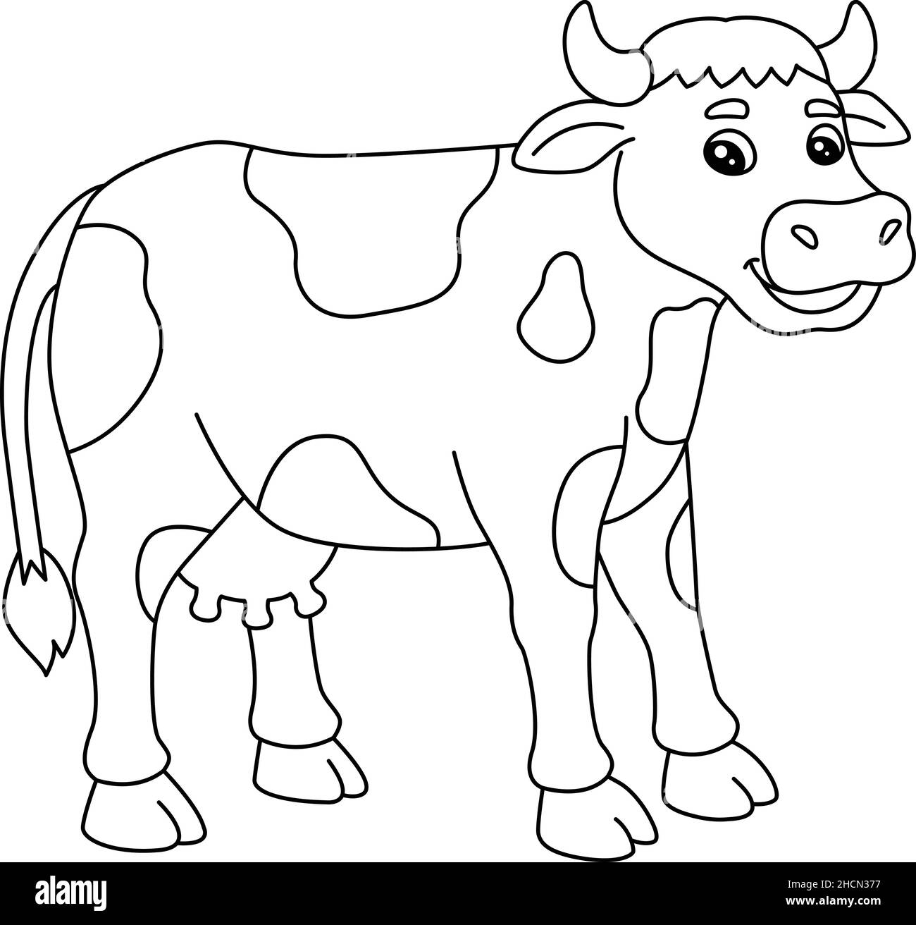 Cow Coloring Page Isolated For Kids Stock Vector Image Art Alamy