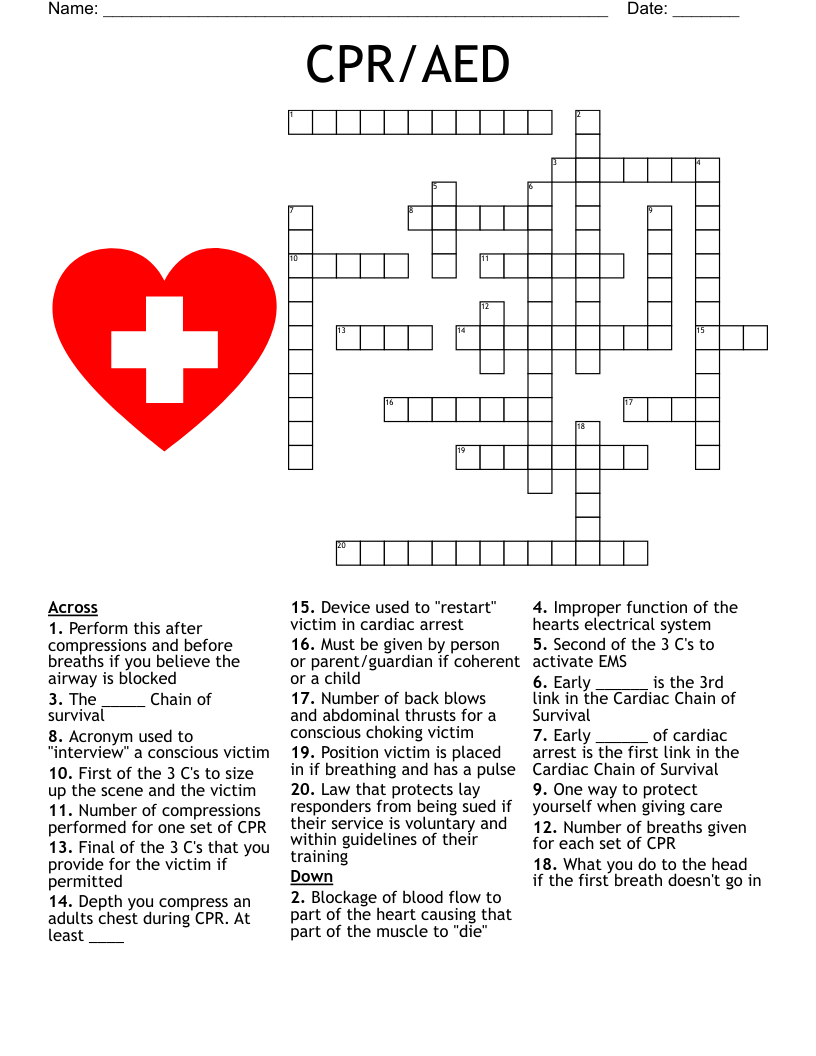 CPR AED Crossword WordMint