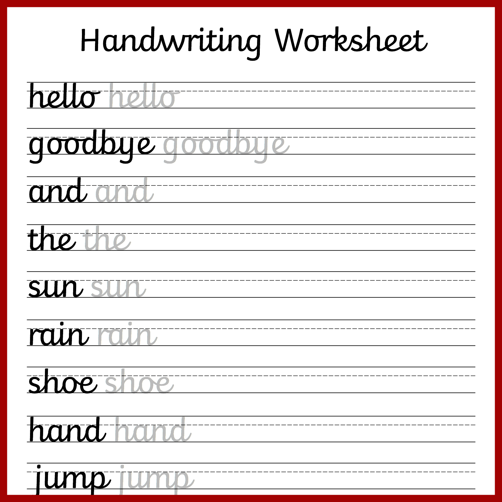 free cursive writing worksheets