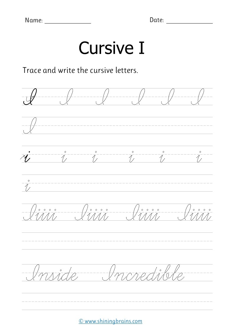 Cursive I Free Cursive Writing Worksheet For Small And Capital I Practice Cursive I Free Cursive Writing Worksheet For Small And Capital I Practice