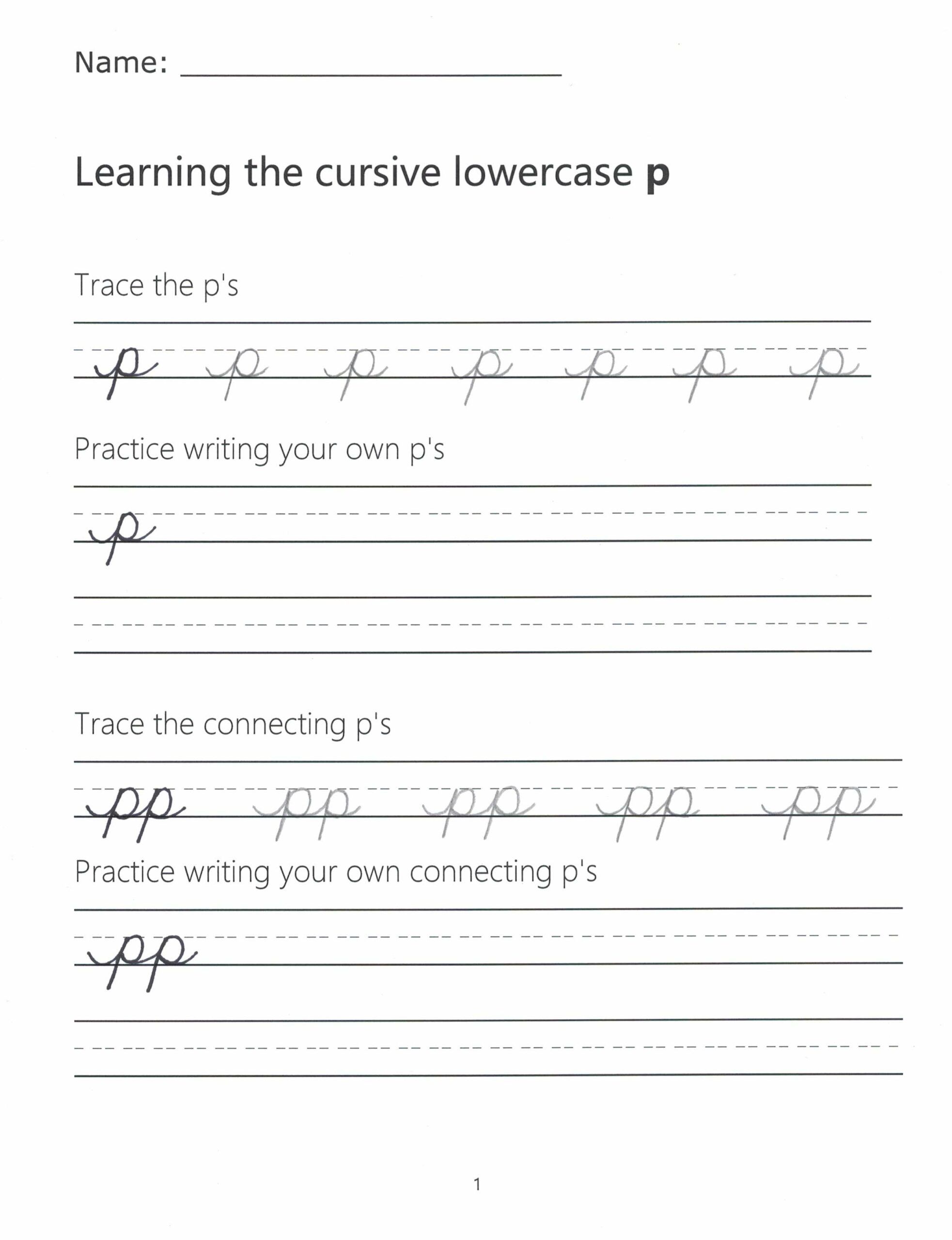 Cursive P How To Write A Lowercase P In Cursive