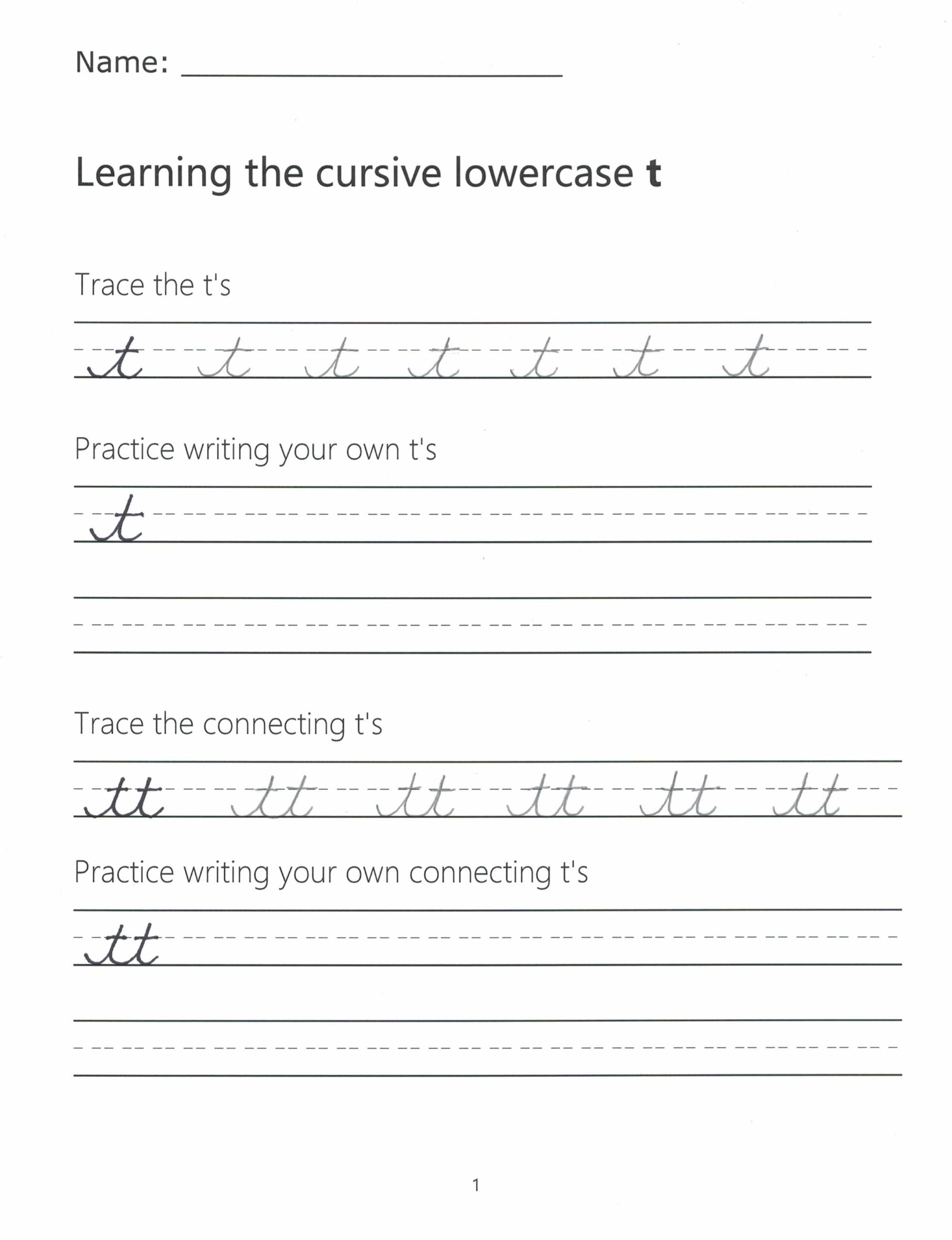 Cursive T How To Write A Lowercase T In Cursive
