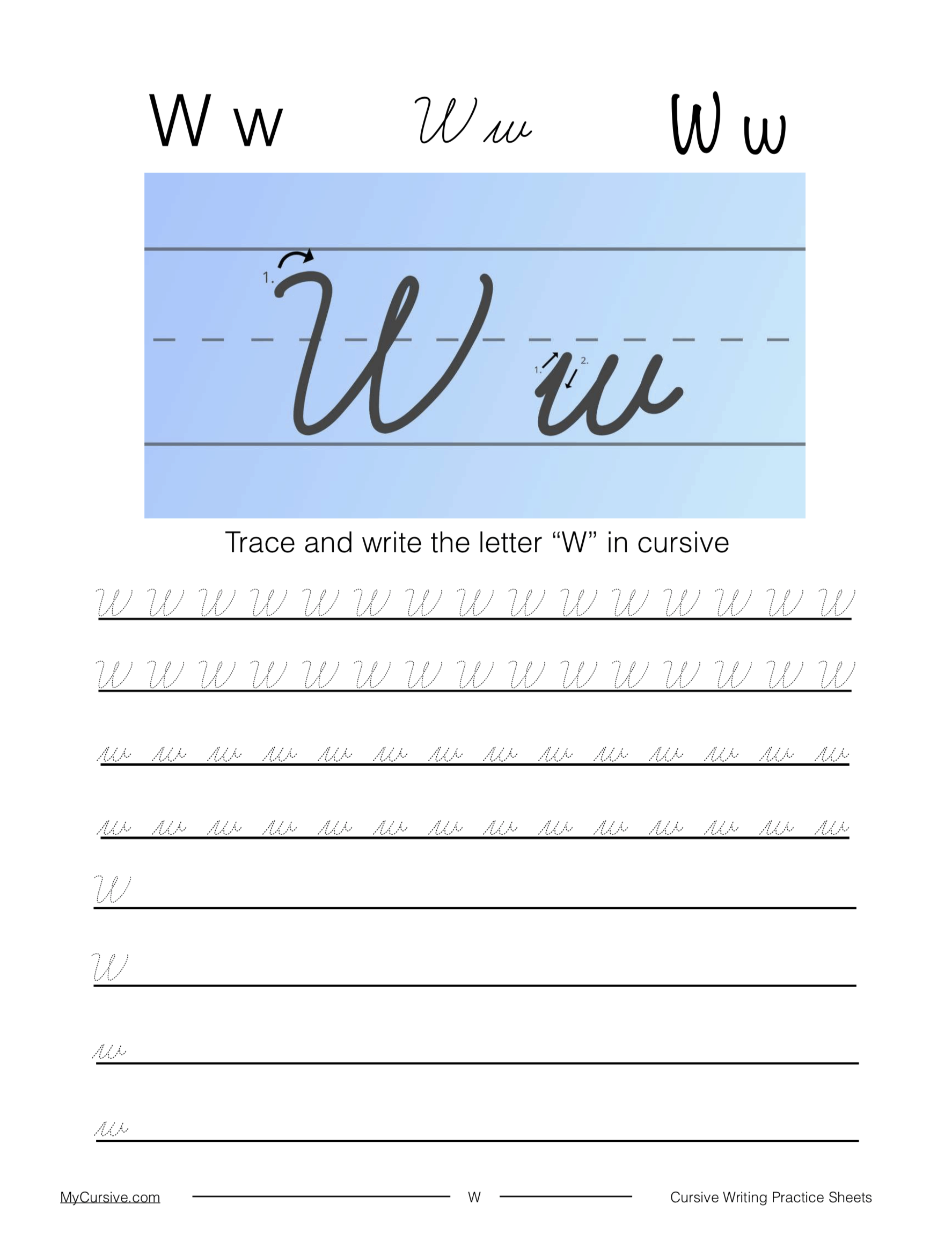 w in cursive lowercase