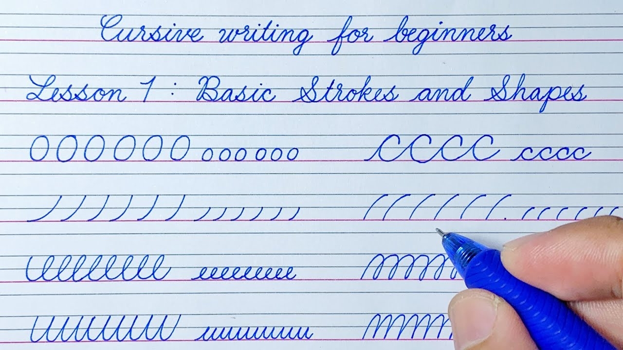 Cursive Writing For Beginners Lesson 1 Basic Strokes And Shapes Cursive Handwriting Practice YouTube