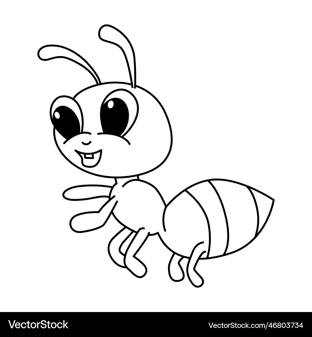 Cute Ant Cartoon Coloring Page For Kids Free Vector VectorStock