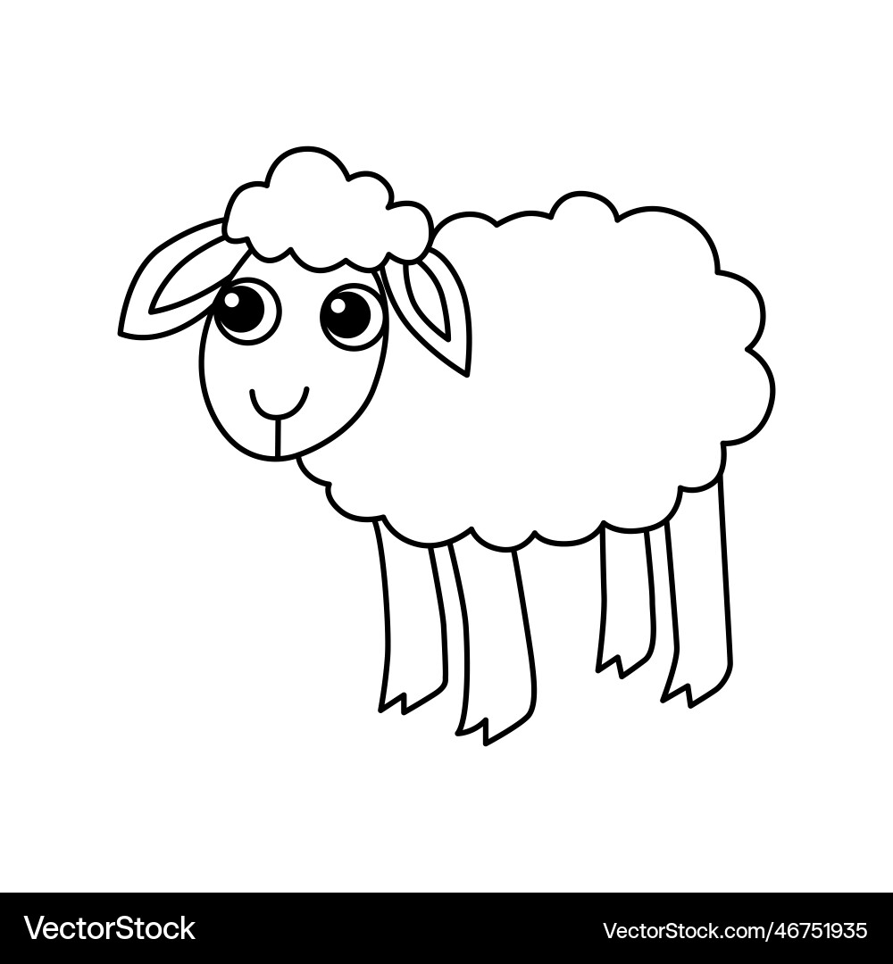 Cute Sheep Cartoon Coloring Page For Kids Free Vector VectorStock